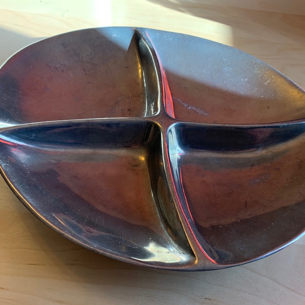 Pottery Barn Metal Three - Sectioned Serving Bowl